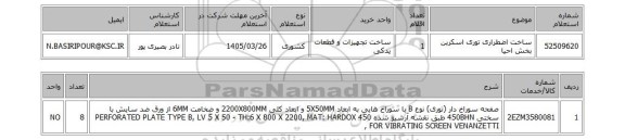 استعلام ساخت اضطراری توری اسکرین بخش احیا