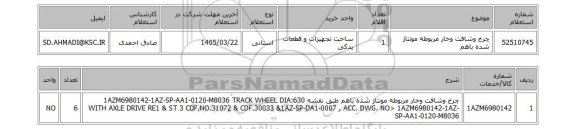 استعلام چرخ وشافت وخار مربوطه مونتاژ شده باهم