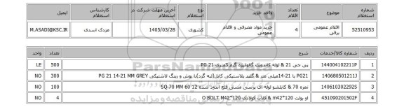 استعلام اقلام عمومی برقی