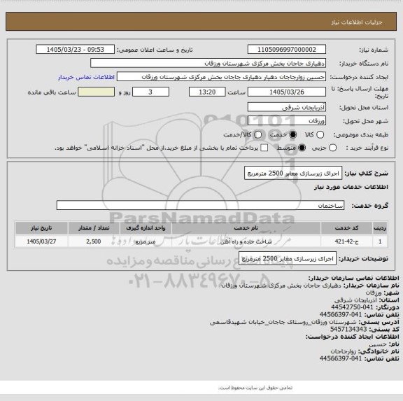 استعلام اجرای زیرسازی معابر 2500 مترمربع