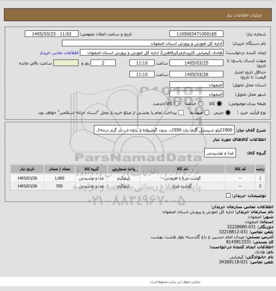استعلام 1900کیلو شینسل گرم.  ران 550ک. بدون گوشواره و بدون اب بار گرم درجه1.