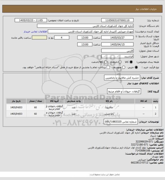 استعلام حشره کش مالاتیون و دلتامترین