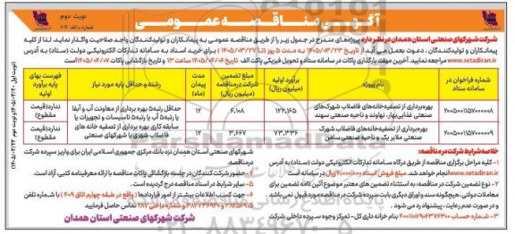 مناقصه بهره برداری از تصفیه خانه های فاضلاب ... / نوبت دوم