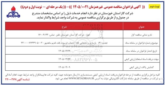تجدید 3 بازسازی و جابجایی 550 انشعاب فرسوده بافت قدیم- نوبت دوم 