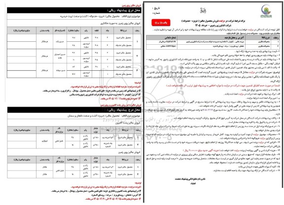 مزایده فروش محصول جالیز (خربزه - هندوانه)