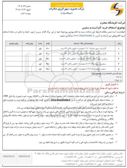  ا استعلام خرید آنتراسیت و سلیس 