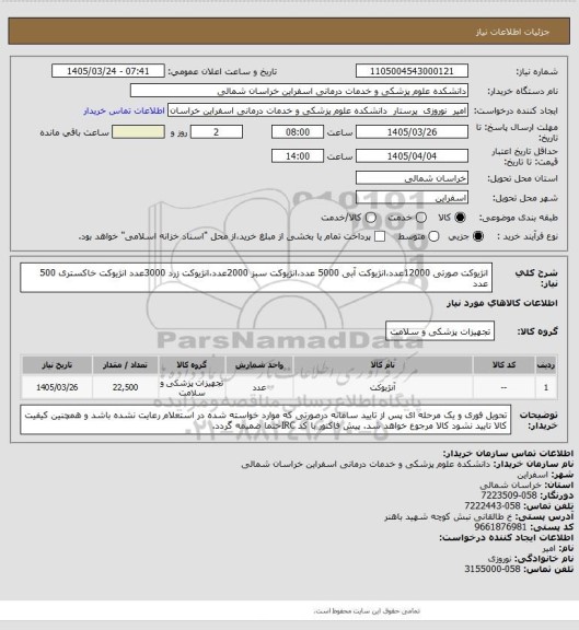 استعلام انژیوکت صورتی 12000عدد،انژیوکت آبی 5000 عدد،انژیوکت سبز 2000عدد،انژیوکت زرد 3000عدد
انژیوکت خاکستری 500 عدد