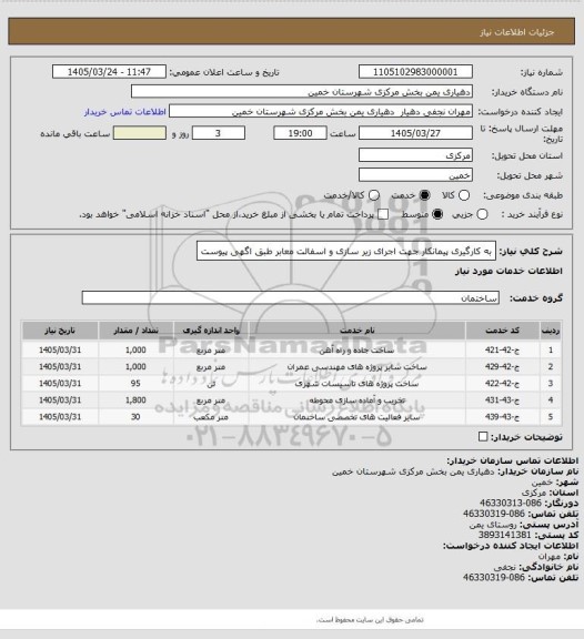 استعلام به کارگیری پیمانکار جهت اجرای زیر سازی و اسفالت معابر طبق اگهی پیوست