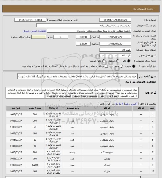 استعلام خرید وسایل تحریرلطفا کالاها کامل و با کیفیت باشد     لطفا( لطفا به توضیحات داده شده در کاربرگ کالا دقت شود )