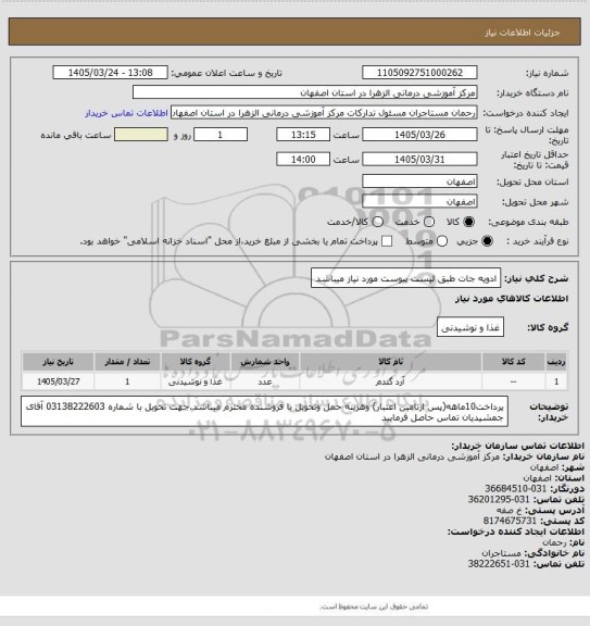 استعلام ادویه جات طبق لیست پیوست مورد نیاز میباشد