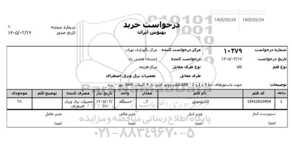 استعلام الکتروموتور 