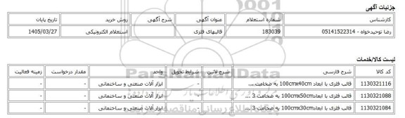 استعلام الکترونیکی، قالبهای فلزی