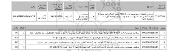 استعلام ساخت اضطراری مجموعه پارت POS.4 بالای کونیک کوره مدول 3 احیاء2 طبق نقشه پیوست به صورت دوتکه باهماهنگی نت مکانیک احیاء