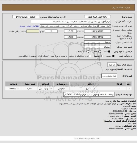 استعلام ران مرغ