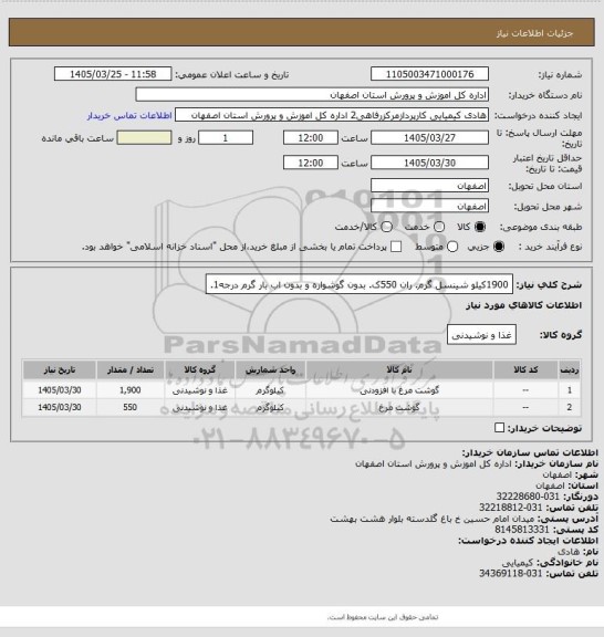 استعلام 1900کیلو شینسل گرم.  ران 550ک. بدون گوشواره و بدون اب بار گرم درجه1.