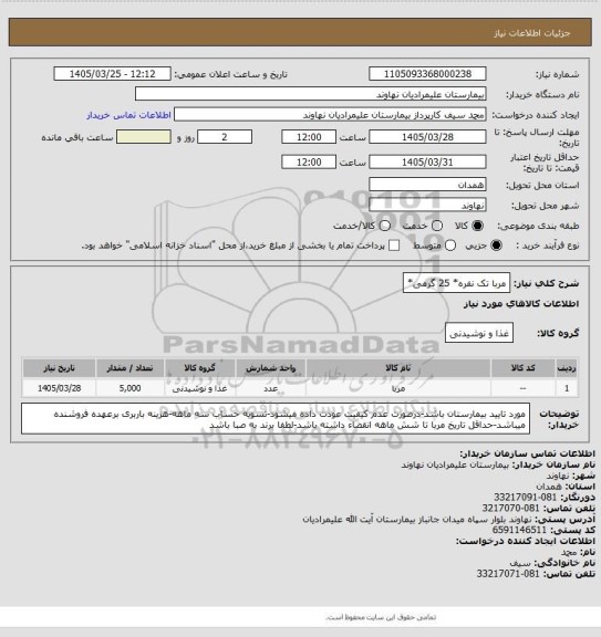 استعلام مربا تک نفره* 25 گرمی*