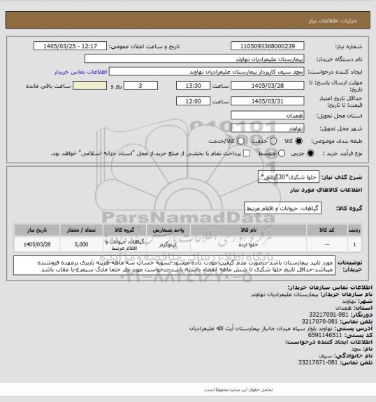 استعلام حلوا شکری*30گرمی*