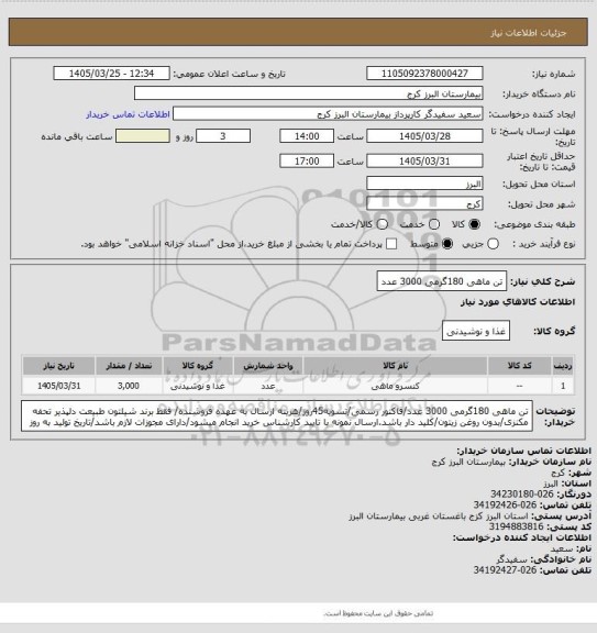 استعلام تن ماهی 180گرمی 3000 عدد