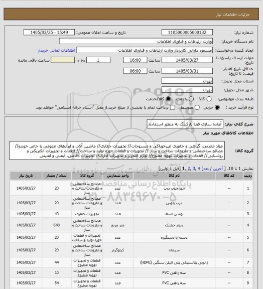 استعلام آماده سازی فضا پارکینگ به منظور استفاده