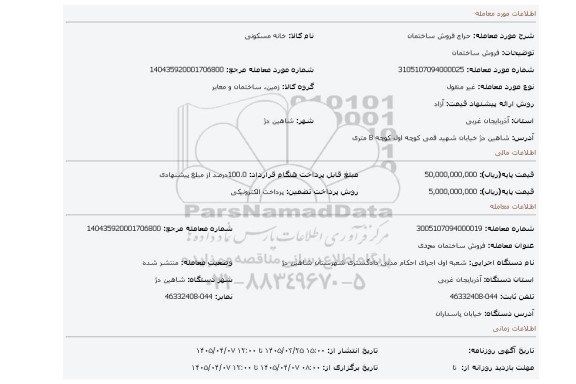 مزایده، فروش ساختمان