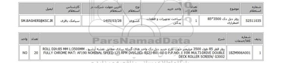 استعلام رولر دبل دک 3500*85 اضطراری