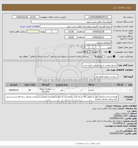 استعلام ضدیخ روغنی از برند ایرانی  تاریخ جدید