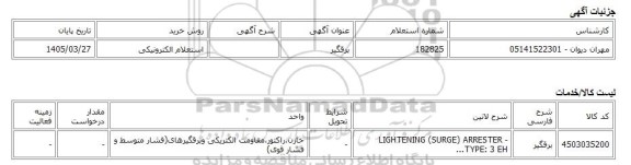 استعلام الکترونیکی، برقگیر
