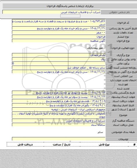 مناقصه, )عمومی با ارزیابی کیفی( نگهداری و بهره برداری از کلیه تاسیسات تولید انتقال ، ....    مهاباد