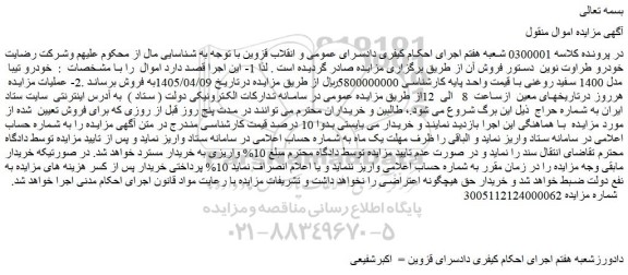 مزایده خودرو تیبا مدل 1400 سفید روغنی 