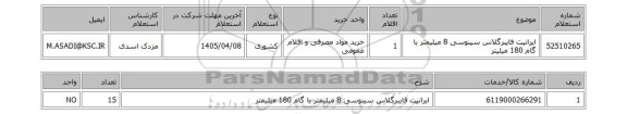 استعلام ایرانیت فایبرگلاس سینوسی 8 میلیمتر با گام 180 میلیتر