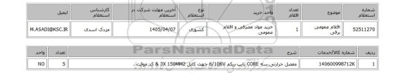 استعلام اقلام عمومی برقی