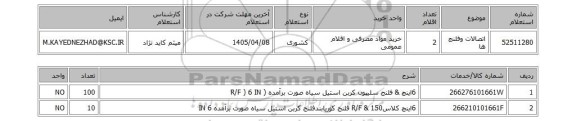 استعلام اتصالات وفلنج ها