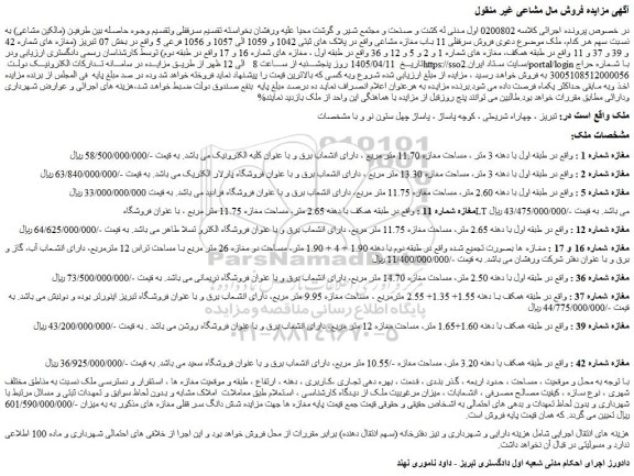 مزایده فروش سرقفلی 11 باب مغازه مشاعی