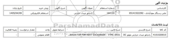 استعلام الکترونیکی، رادیاتور مبدل حرارتی