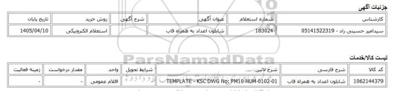 استعلام الکترونیکی، شابلون اعداد به همراه قاب