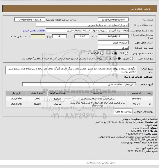 استعلام برگزاری استعلام بهای اجرای عملیات خط کشی طولی معابر و رنگ آمیزی گذرگاه های عابر پیاده و سرعتکاه های سطح شهر مطابق پیوست