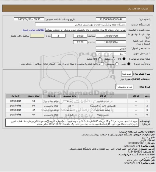استعلام خرید غذا