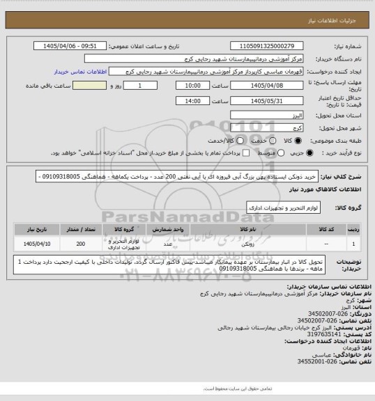 استعلام خرید ذونکن ایستاده پهن  بزرگ آبی فیروزه ای یا آبی نفتی 200 عدد  - پرداخت یکماهه -  هماهنگی  09109318005  -