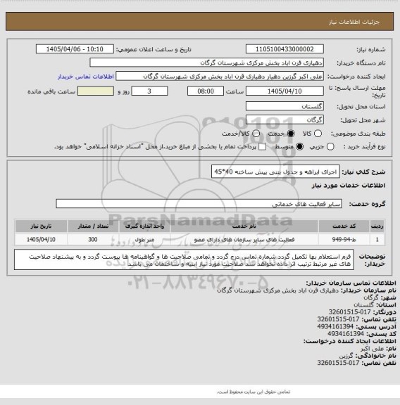 استعلام  اجرای ابراهه و جدول بتنی پیش ساخته  40*45