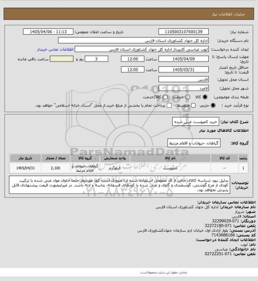 استعلام خرید کمپوست غنی شده