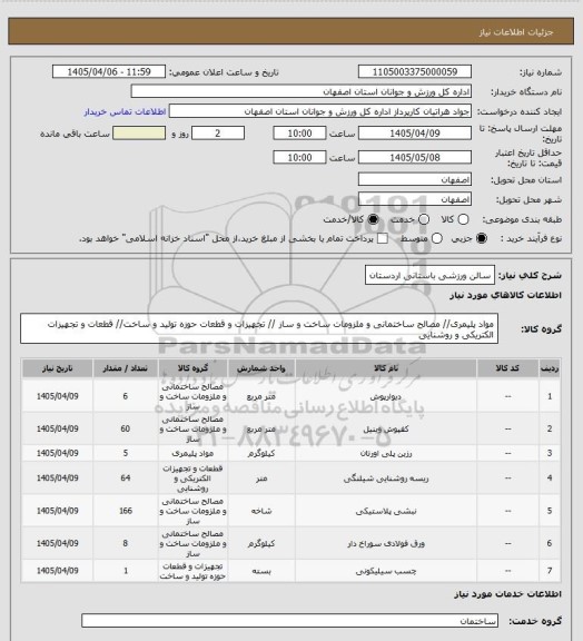 استعلام  سالن ورزشی باستانی اردستان