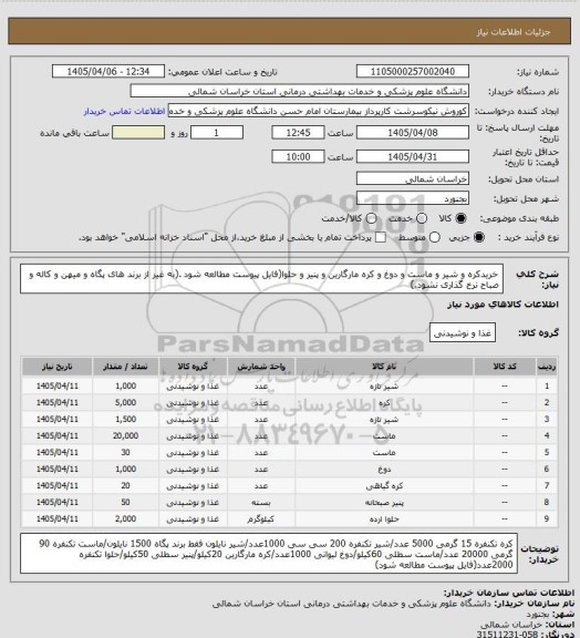 استعلام خریدکره و شیر و ماست و دوغ و کره مارگارین و پنیر و حلوا(فایل پیوست مطالعه شود .(به غیر از برند های پگاه و میهن و کاله و صباح نرخ گذاری نشود.)