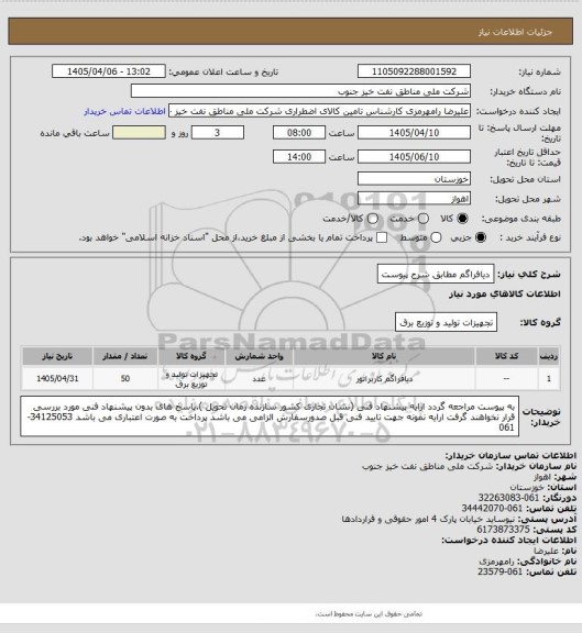 استعلام دیافراگم مطابق شرح پیوست