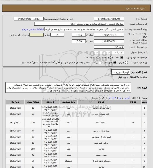 استعلام لوازم التحریر و ...