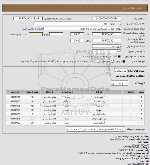 استعلام مواد غذایی