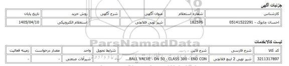 استعلام الکترونیکی، شیر توپی فلانچی