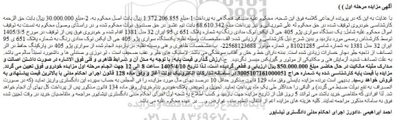 مزایده یک دستگاه سواری پژو 405 جی ال ایکس نوک مدادی رنگ