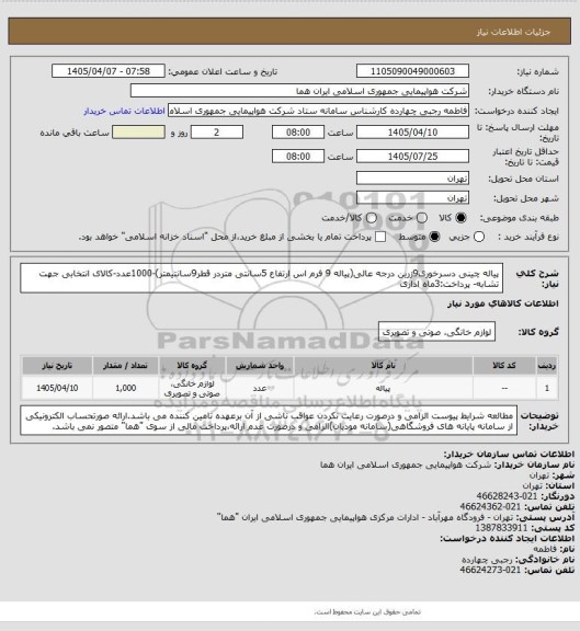 استعلام پیاله چینی دسرخوری9زرین درجه عالی(پیاله 9 فرم اس ارتفاع 5سانتی متردر قطر9سانتیمتر)-1000عدد-کالای انتخابی جهت تشابه- پرداخت:3ماه اداری