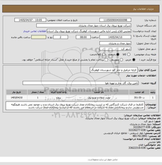 استعلام کرایه جرثقیل و حفر گود شهرستان کوهرنگ