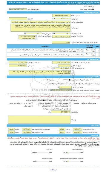مناقصه، مناقصه عمومی دو مرحله ای قرارداد واگذاری فعالیتهای:  تامین نیروی فعالیتهای مربوط به همکاری در امور طرح های پژوهشی و تحقیقاتی ،آزمایشگاهی و انجام امور